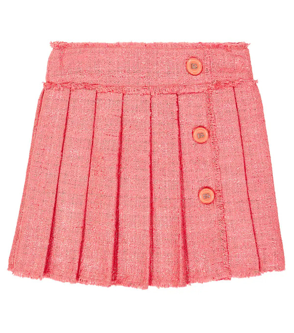  Dolce&gabbana Kids Dolce&gabbana Kids Pleated Cotton-blend Tweed Skirt 