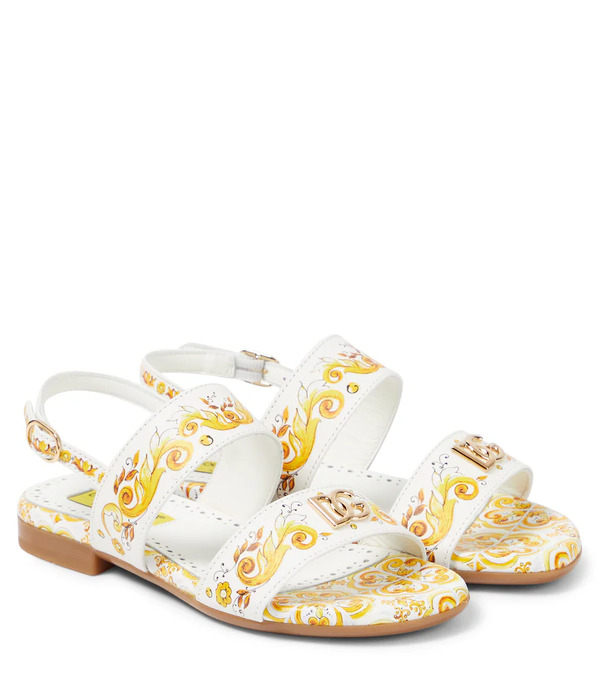  Dolce&gabbana Kids Dolce&gabbana Kids Printed Leather Sandals 