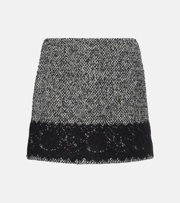  Dolce&gabbana Dolce&gabbana Lace-trimmed Tweed Miniskirt 