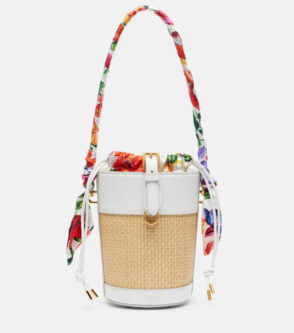  Dolce&gabbana Dolce&gabbana Leather-trimmed Raffia Bucket Bag 