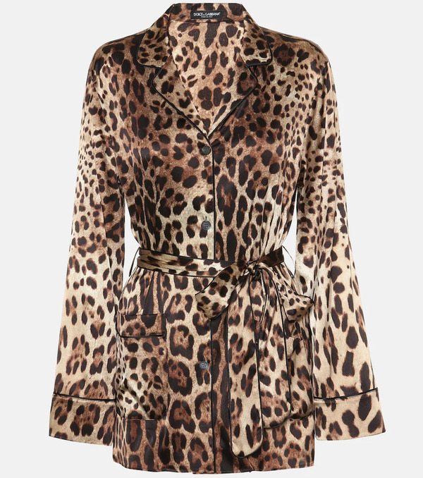  Dolce&gabbana Dolce&gabbana Leopard-print Stretch-silk Satin Top 