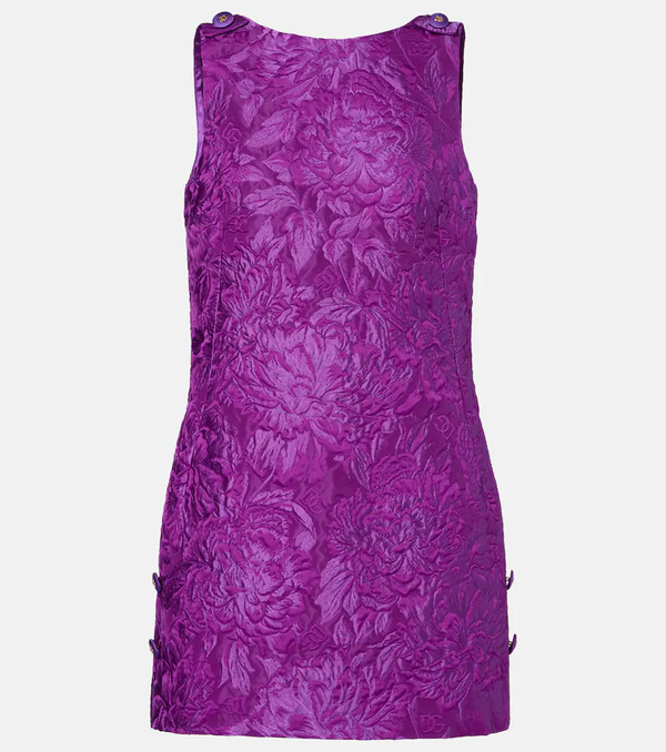  Dolce&gabbana Dolce&gabbana Logo Floral Brocade Minidress 