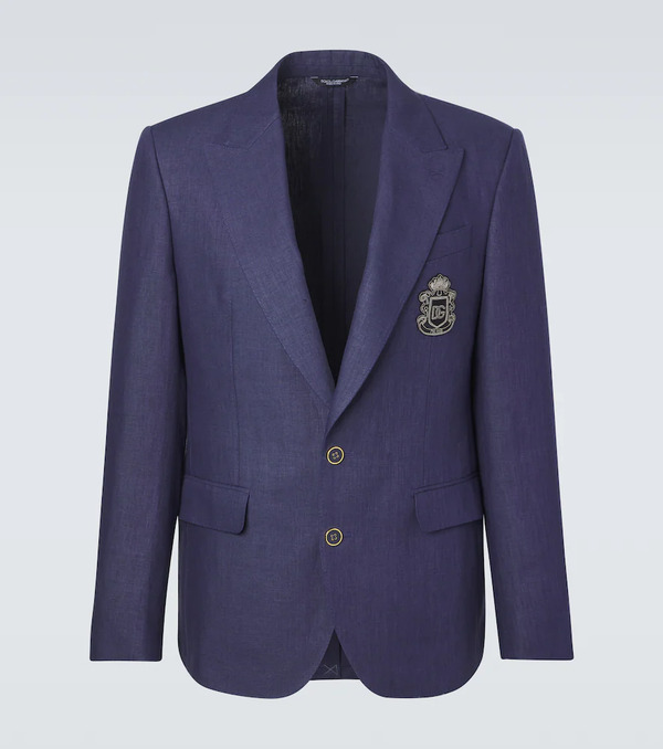  Dolce&gabbana Dolce&gabbana Logo Single-breasted Linen Blazer 