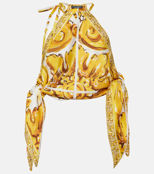  Dolce&gabbana Dolce&gabbana Majolica Silk Satin Top 