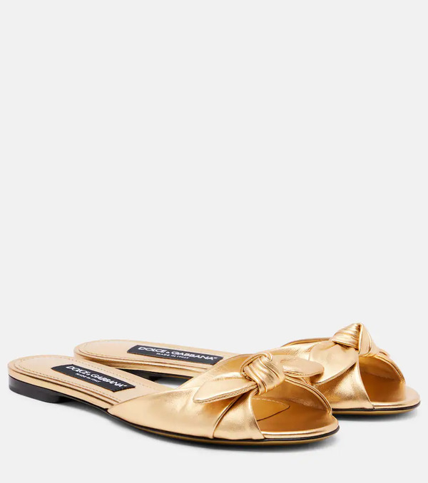  Dolce&gabbana Dolce&gabbana Metallic Leather Slides 