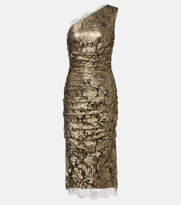  Dolce&gabbana Dolce&gabbana One-shoulder Lamã© Lace Midi Dress 