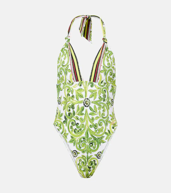  Dolce&gabbana Dolce&gabbana Printed Halterneck Swimsuit 