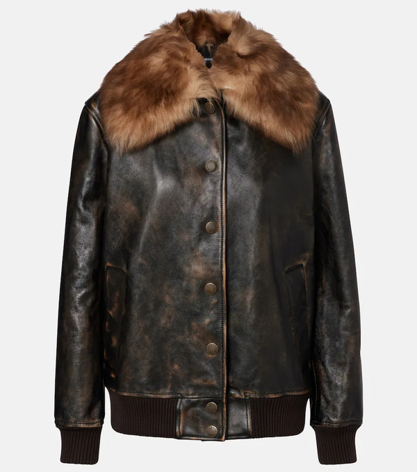  Dolce&gabbana Dolce&gabbana Shearling-trimmed Leather Bomber Jacket 