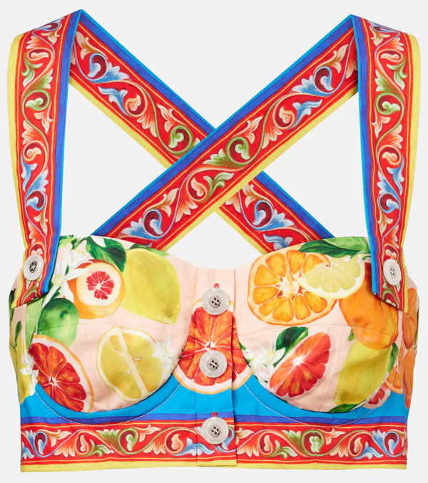  Dolce&gabbana Dolce&gabbana Taormina Printed Cotton Bra Top 
