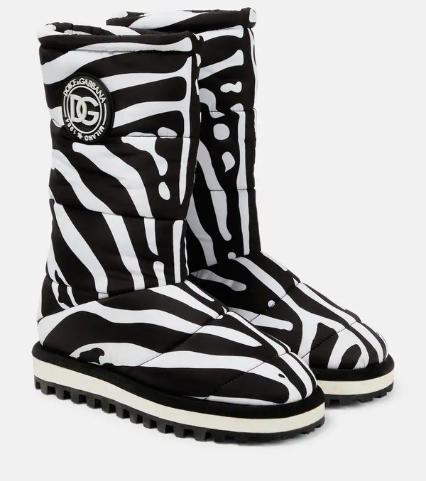  Dolce&gabbana Dolce&gabbana Zebra-print Padded Nylon Snow Boots 