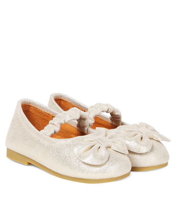  Donsje Donsje Mylah Bow-detail Glitter Leather Ballet Flats 