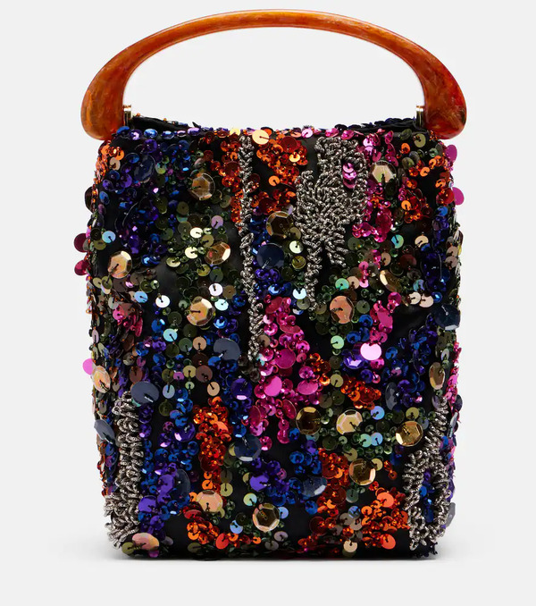  Dries Van Noten Dries Van Noten Crisp Small Sequined Satin Top-handle Bag 
