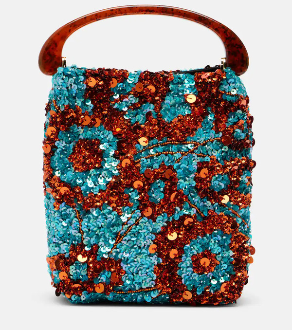  Dries Van Noten Dries Van Noten Crisp Small Sequined Satin Top-handle Bag 