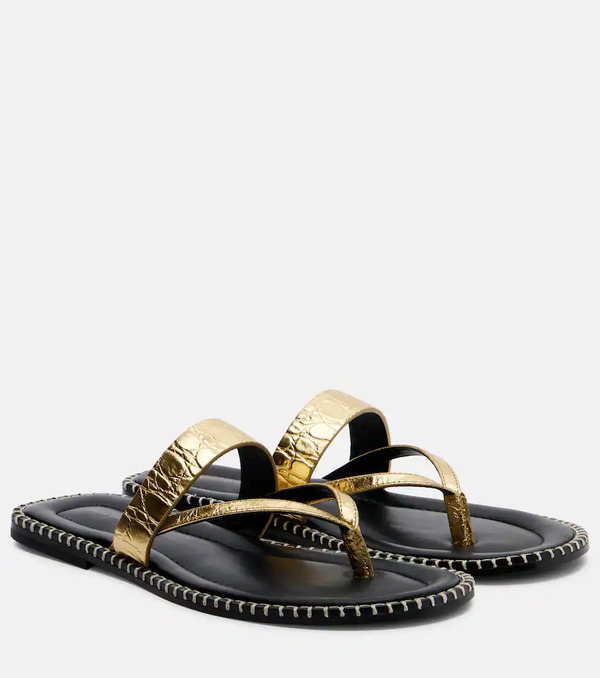  Dries Van Noten Dries Van Noten Croc-effect Leather Thong Sandals 