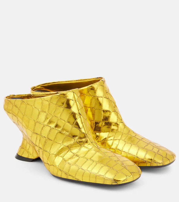  Dries Van Noten Dries Van Noten Croc-effect Leather Wedge Mules 