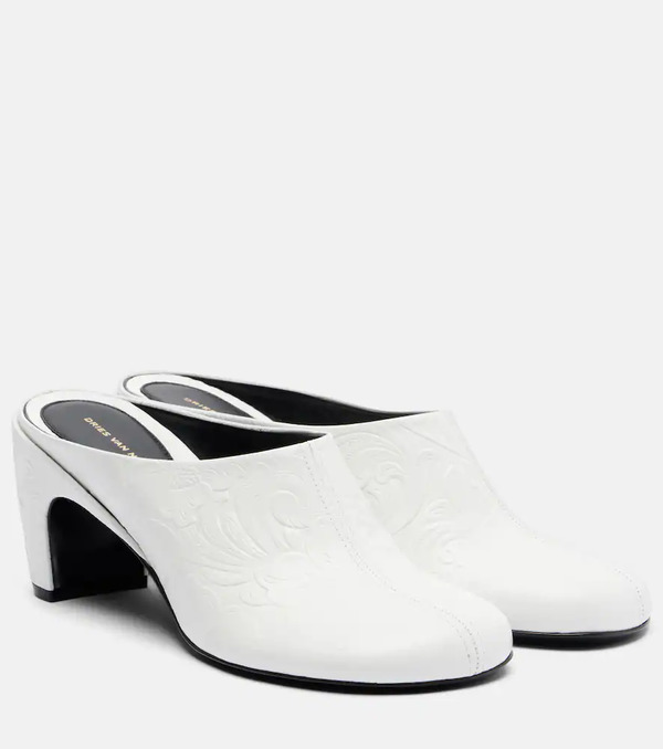  Dries Van Noten Dries Van Noten 65 Debossed Leather Mules 
