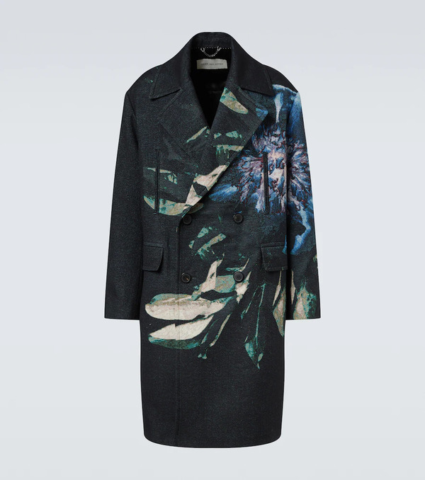  Dries Van Noten Dries Van Noten Double-breasted Printed Jacquard Coat 
