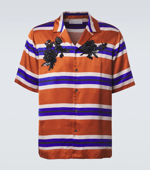  Dries Van Noten Dries Van Noten Embellished Striped Satin Shirt 
