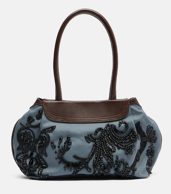 Dries Van Noten Dries Van Noten Embellished Twill Shoulder Bag 