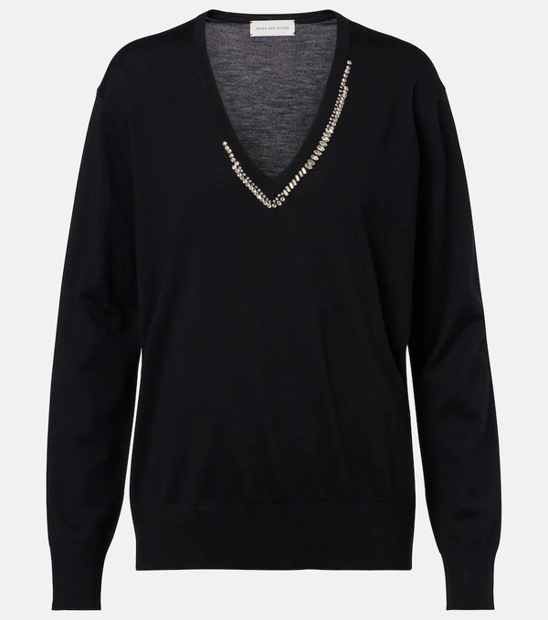  Dries Van Noten Dries Van Noten Embellished Wool Sweater 