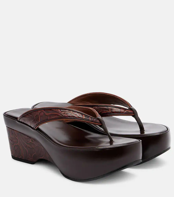  Dries Van Noten Dries Van Noten Embossed Leather Thong Sandals 
