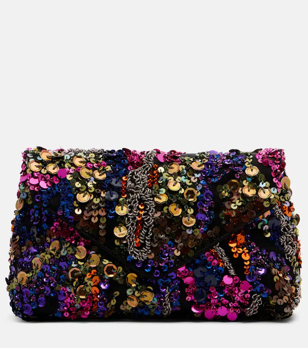  Dries Van Noten Dries Van Noten Envelope Medium Sequined Satin Clutch 