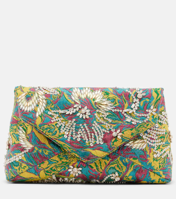  Dries Van Noten Dries Van Noten Envelope Small Embellished Jacquard Clutch 