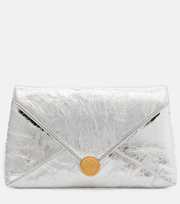  Dries Van Noten Dries Van Noten Envelope Small Metallic Leather Clutch 