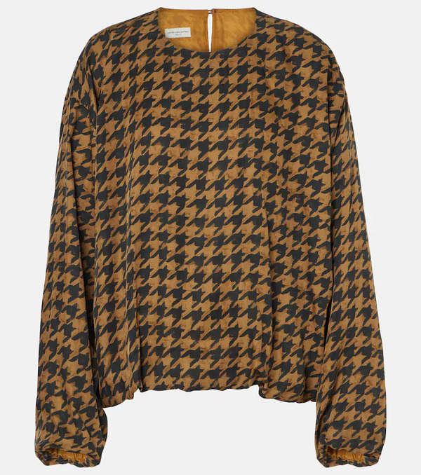  Dries Van Noten Dries Van Noten Houndstooth Satin Blouse 