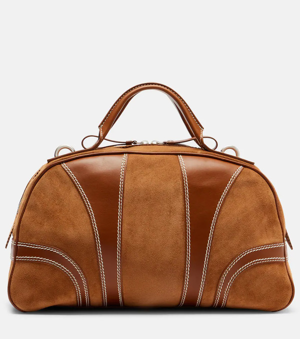  Dries Van Noten Dries Van Noten Leather-trimmed Suede Top-handle Bag 