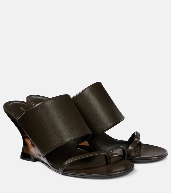  Dries Van Noten Dries Van Noten Leather Wedge Mules 