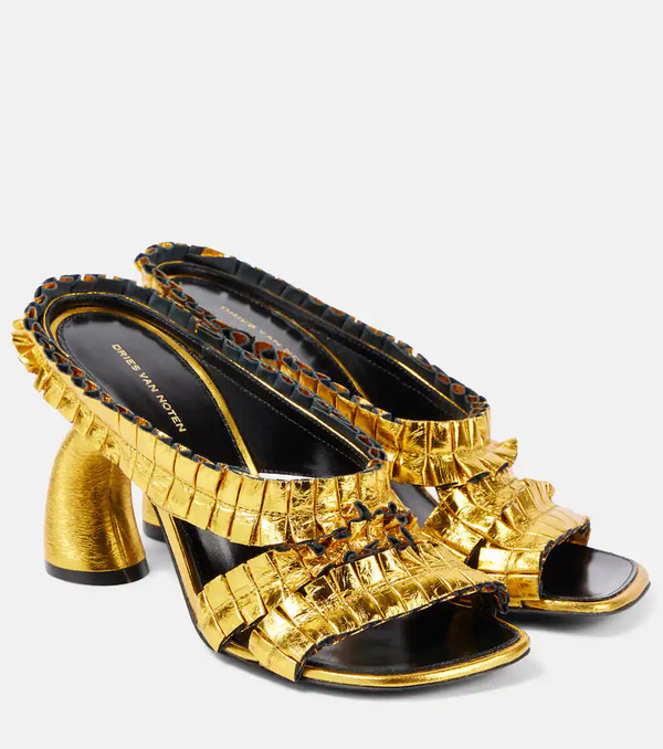  Dries Van Noten Dries Van Noten 95 Metallic Leather Sandals 