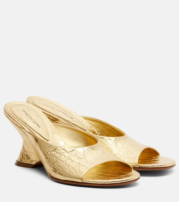  Dries Van Noten Dries Van Noten Metallic Leather Sandals 
