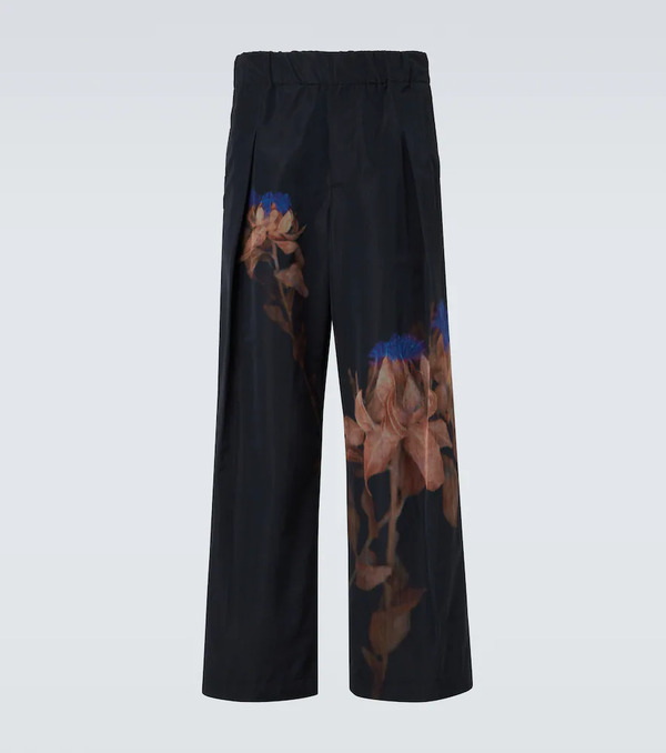  Dries Van Noten Dries Van Noten Pilan Floral Wool-blend Taffeta Wide-leg Pants 