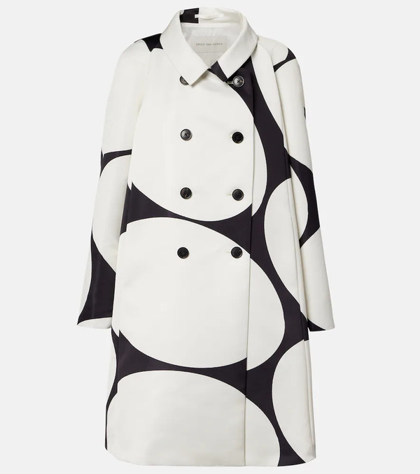  Dries Van Noten Dries Van Noten Polka-dot Double-breasted Satin Coat 