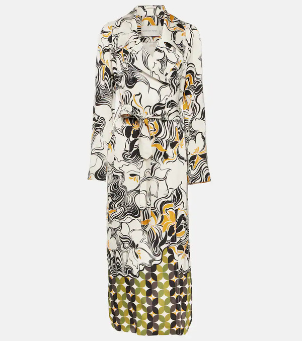  Dries Van Noten Dries Van Noten Printed Double-breasted Satin Coat 