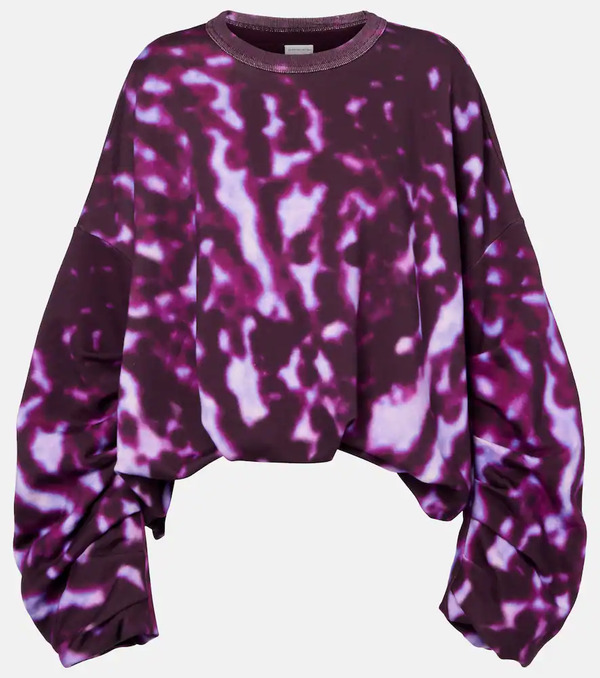  Dries Van Noten Dries Van Noten Printed Draped Cotton Sweatshirt 