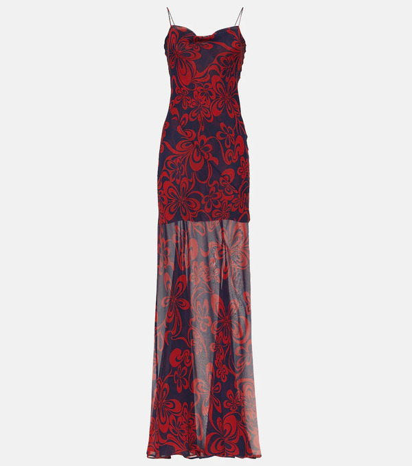  Dries Van Noten Dries Van Noten Printed Silk Georgette Maxi Dress 