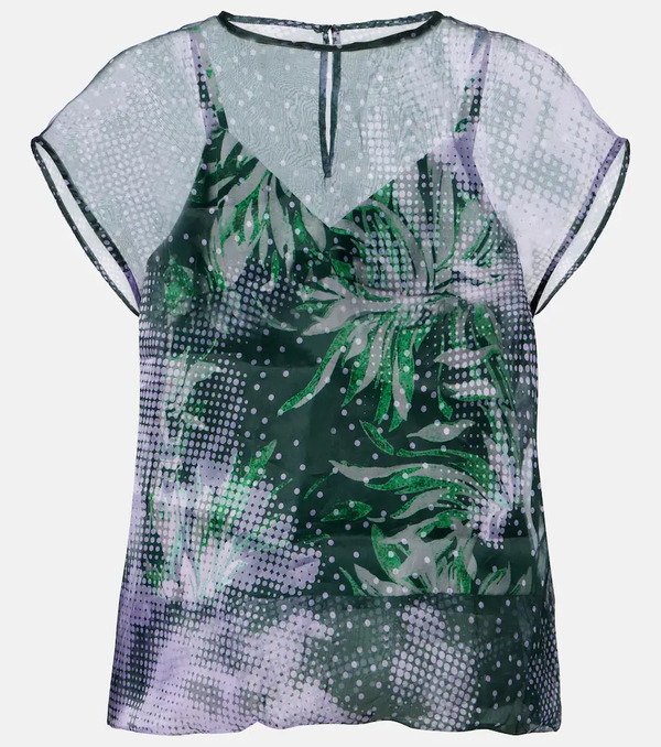  Dries Van Noten Dries Van Noten Printed Silk Organza Top 