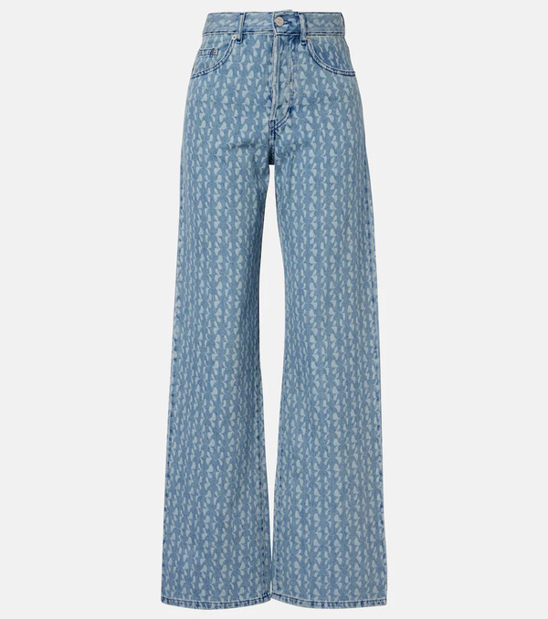  Dries Van Noten Dries Van Noten Printed Wide-leg Jeans 