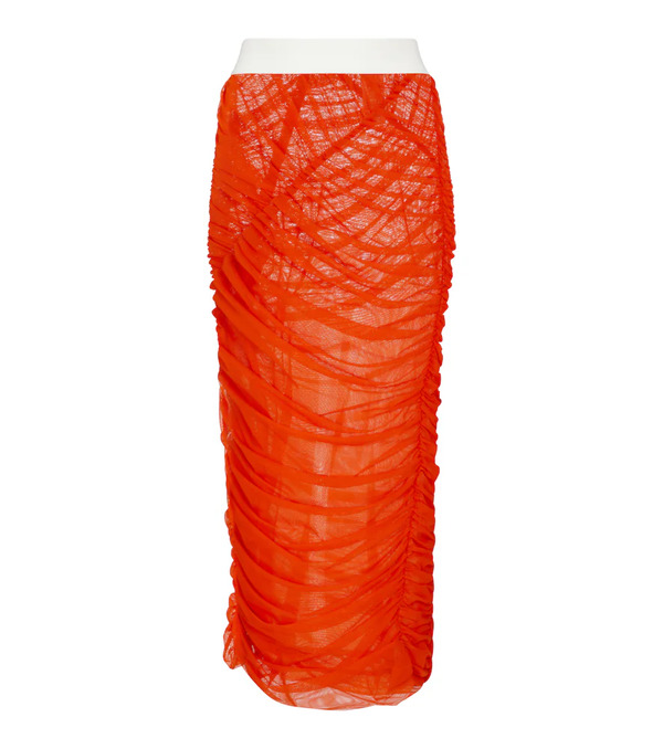  Dries Van Noten Dries Van Noten Ruched Mesh Midi Skirt 