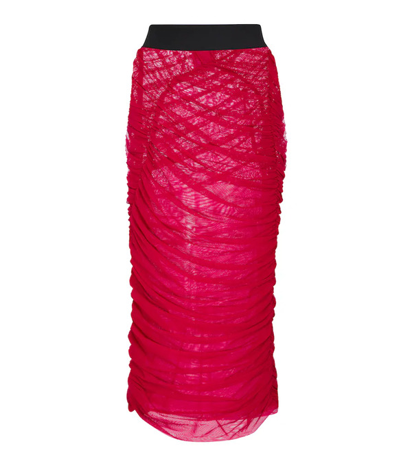  Dries Van Noten Dries Van Noten Ruched Mesh Midi Skirt 