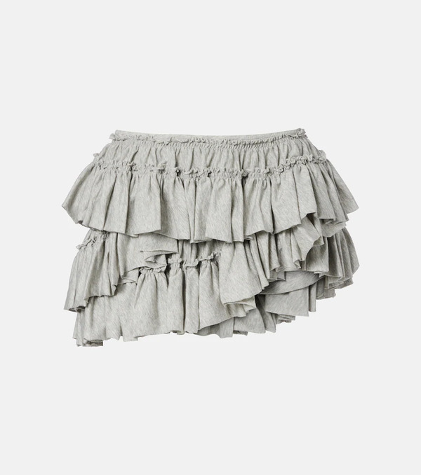  Dries Van Noten Dries Van Noten Ruffled Asymmetric Cotton Miniskirt 