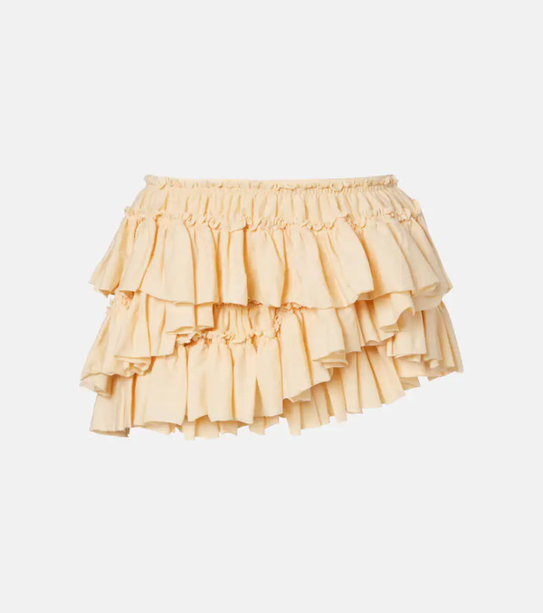  Dries Van Noten Dries Van Noten Ruffled Asymmetric Cotton Miniskirt 