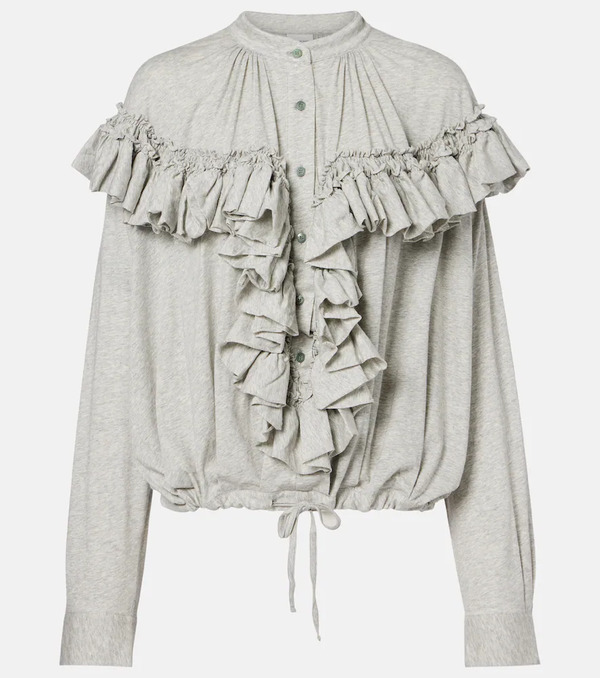  Dries Van Noten Dries Van Noten Ruffled Cotton Jersey Blouse 