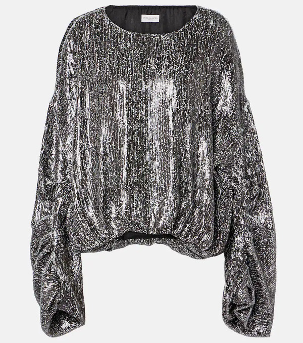  Dries Van Noten Dries Van Noten Sequined Gathered Blouse 