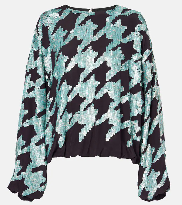  Dries Van Noten Dries Van Noten Sequined Houndstooth Silk Sweatshirt 