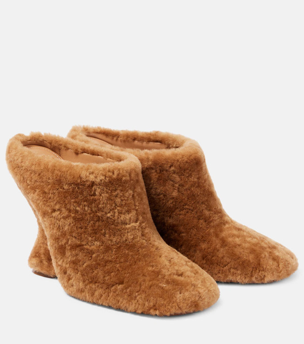  Dries Van Noten Dries Van Noten Shearling Wedge Mules 