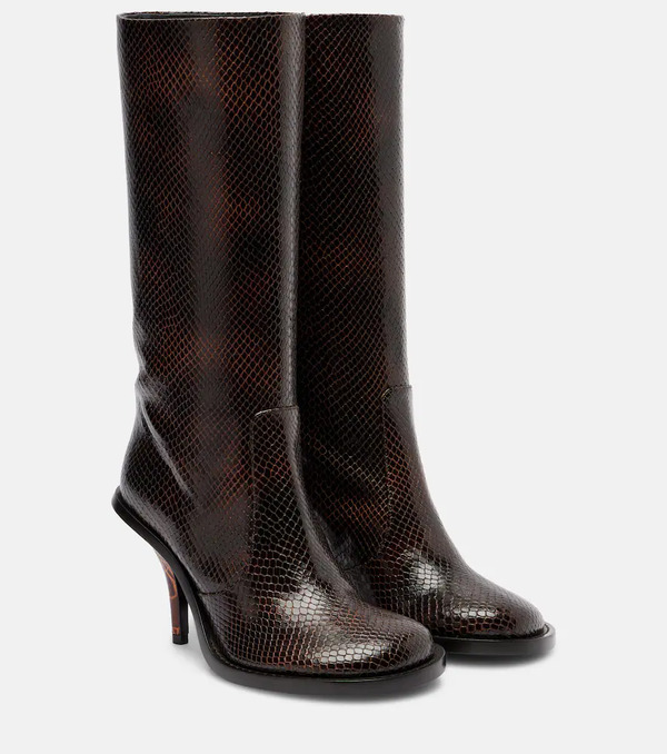  Dries Van Noten Dries Van Noten Snake-effect Leather Knee-high Boots 