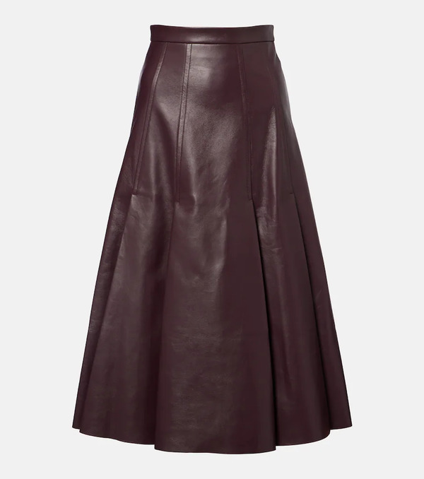  Emilia Wickstead Emilia Wickstead Kensie High-rise Leather Midi Skirt 